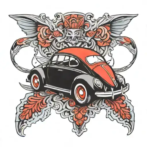 Volkswagen Beetle car tattoo design idea