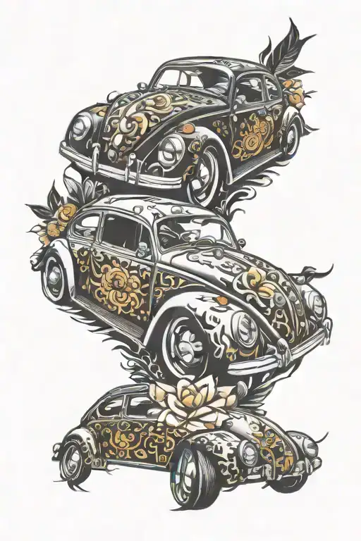 Volkswagen Beetle car tattoo design idea