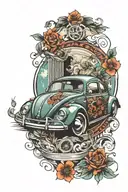 Volkswagen Beetle car tattoo design idea