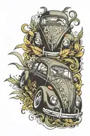 Volkswagen Beetle car tattoo design idea