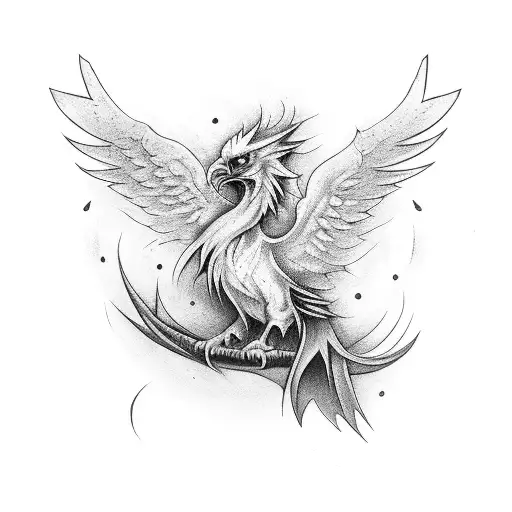 symmetrical phoenix tattoo design idea