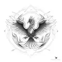 symmetrical phoenix tattoo design idea