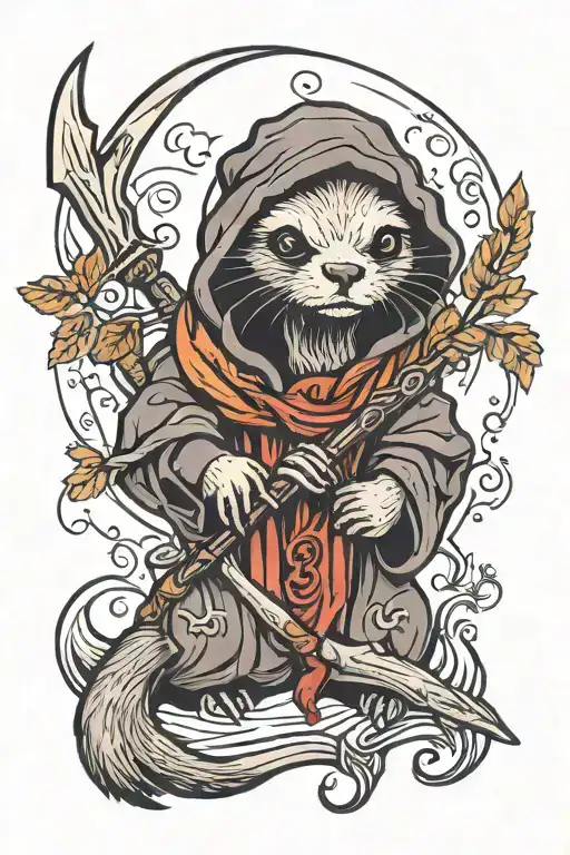 Cute Otter Grim reaper tattoo design idea