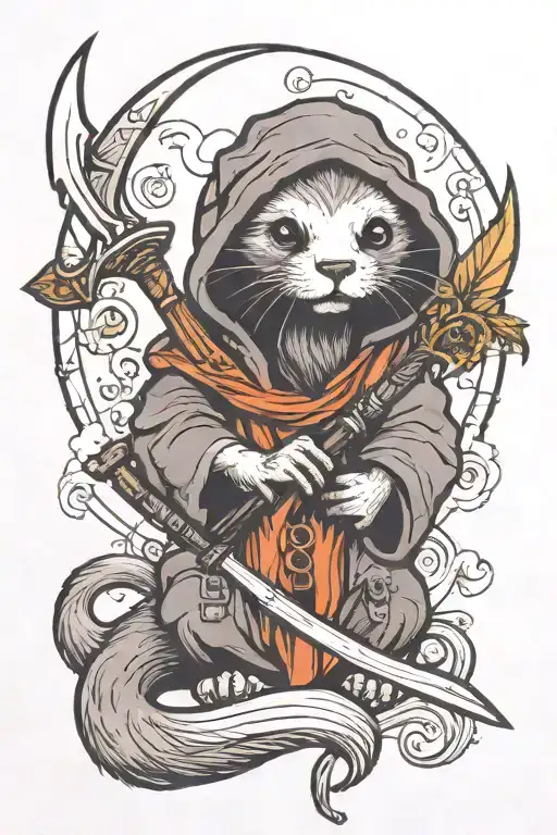Cute Otter Grim reaper tattoo design idea