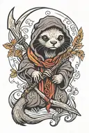 Cute Otter Grim reaper tattoo design idea