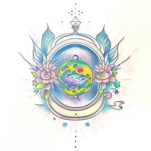 An open book with vibrant colors and magical elements tattoo design idea