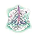 A mystical forest with hidden supernatural creatures and symbols tattoo design idea