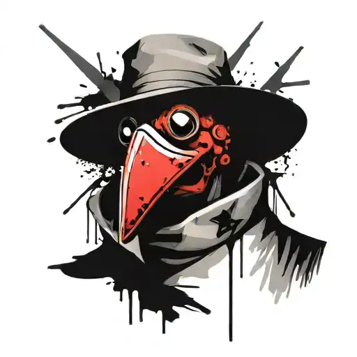 trash polka plague doctor tattoo design idea