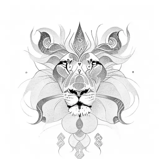 lion, lotus, wing tattoo design idea