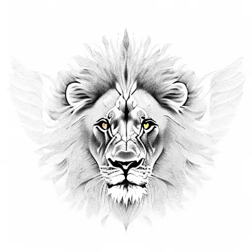 lion, lotus, wing tattoo design idea