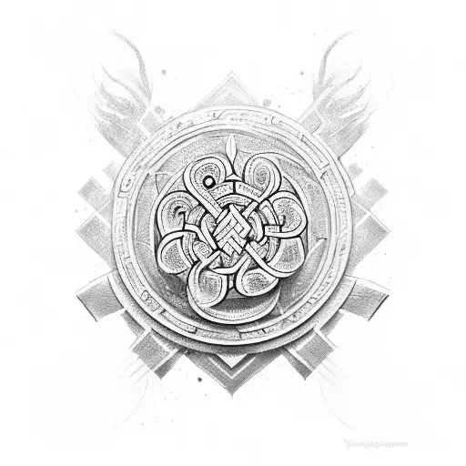 Create a tattoo of a viking shield with THC molecules as the design tattoo design idea