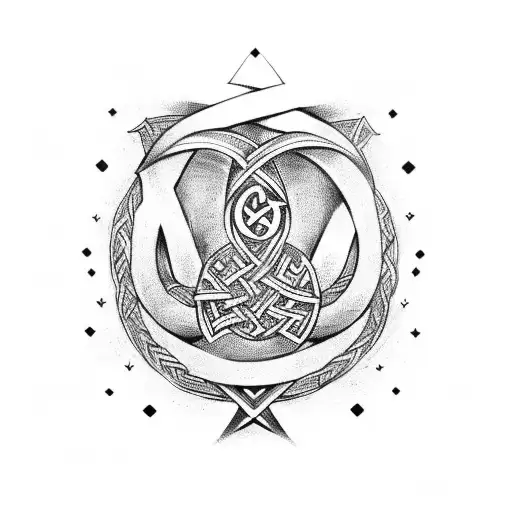 Norse rune intertwined with a THC molecule tattoo design idea