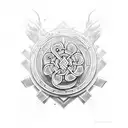 Create a tattoo of a viking shield with THC molecules as the design tattoo design idea