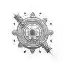 Create a tattoo of a viking shield with THC molecules as the design tattoo design idea