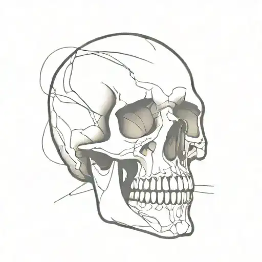 A minimalist design of a skull with emotional expressions tattoo design idea