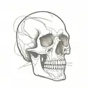 A minimalist design of a skull with emotional expressions tattoo design idea