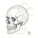 A minimalist design of a skull with emotional expressions tattoo design idea