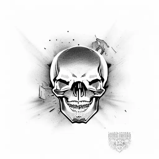 Skull and bear's head tattoo design idea
