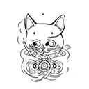 cat-ghost in cloth tattoo design idea