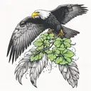 Condor soaring with four leaf clover in talons below it. The clover is dripping with ecuador and irish flag colors tattoo design idea
