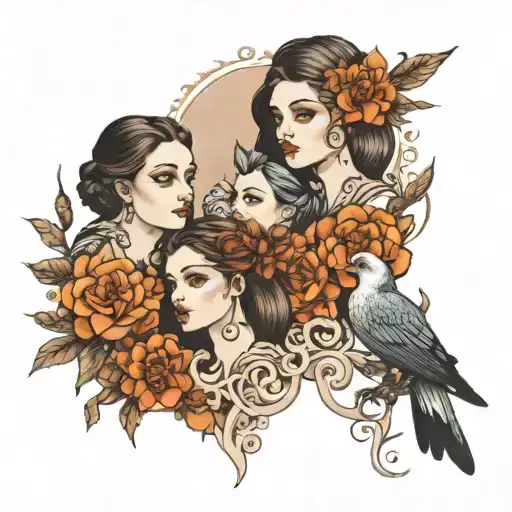 three sisters tattoo design idea