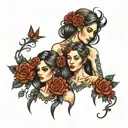 three sisters tattoo design idea