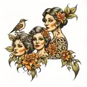 three sisters tattoo design idea