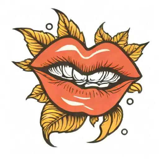 kissing lips tattoo design idea
