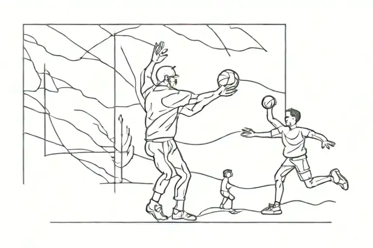 Dad playing catch with son tattoo design idea