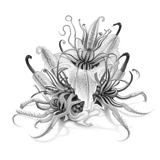 centipede with spiderlilies and butterflies  tattoo design idea