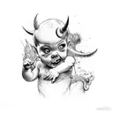 devil baby tattoo design idea
