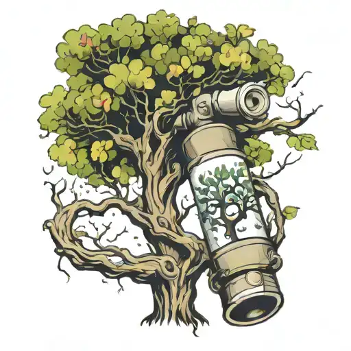 a tree wearing a oxygen cylinder   tattoo design idea