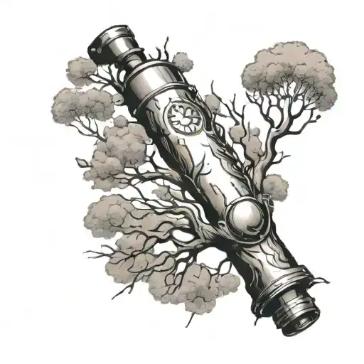 a tree wearing a oxygen cylinder   tattoo design idea