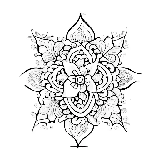 blue portuguese tiles flower tattoo design idea