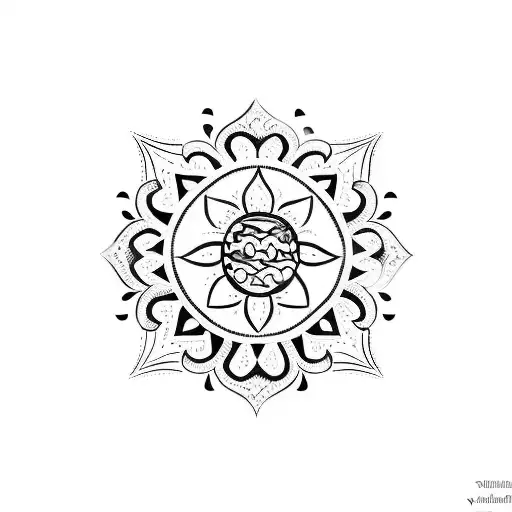 shape of a lemon filled in with tribal floral pattern of blue portuguese tiles tattoo design idea