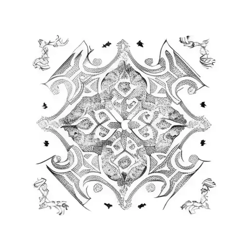 blue portuguese tile pattern tattoo design idea