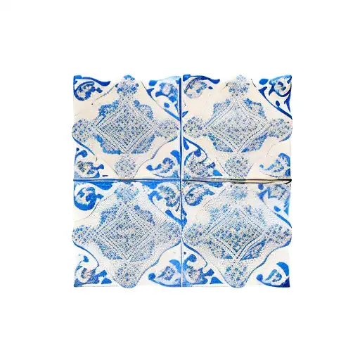 portuguese blue tiles tattoo design idea