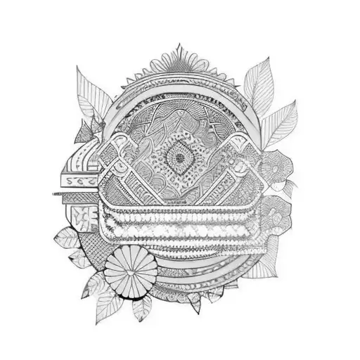 blue portuguese tiles pattern tattoo design idea