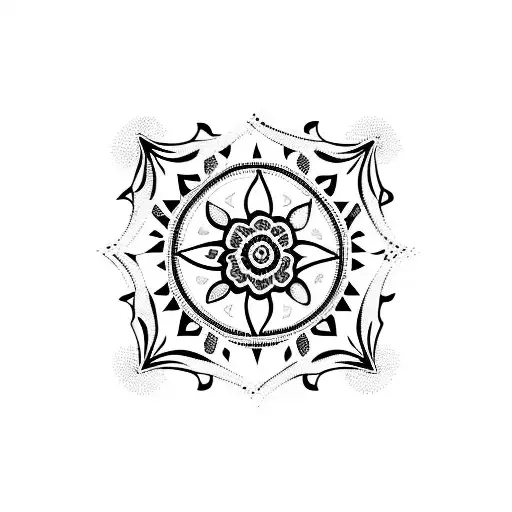 shape of a lemon filled in with tribal floral pattern of blue portuguese tiles tattoo design idea