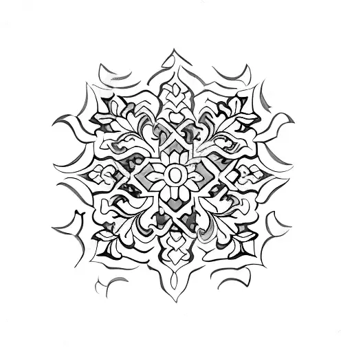 simple portuguese blue tiles pattern tattoo design idea