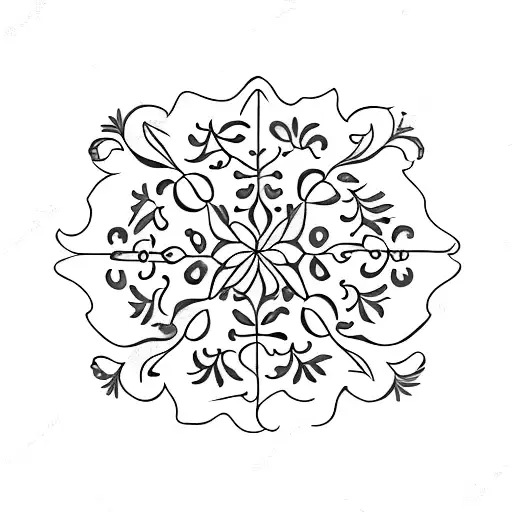 simple portuguese blue tiles pattern and flowers tattoo design idea