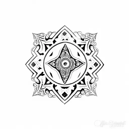 shape of a lemon filled in with tribal floral pattern of blue portuguese tiles tattoo design idea