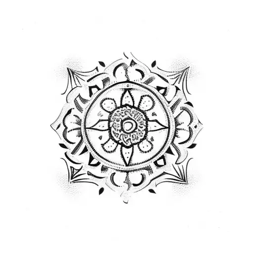 shape of a lemon filled in with tribal floral pattern of blue portuguese tiles tattoo design idea