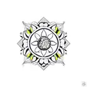 lemon with flowers tattoo design idea