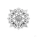 shape of a lemon filled in with tribal floral pattern of blue portuguese tiles tattoo design idea