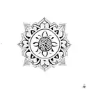 shape of a lemon filled in with tribal floral pattern of blue portuguese tiles tattoo design idea