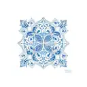 blue portuguese tile pattern tattoo design idea