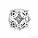 shape of a lemon filled in with tribal floral pattern of blue portuguese tiles tattoo design idea