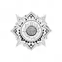 shape of a lemon filled in with tribal floral pattern of blue portuguese tiles tattoo design idea