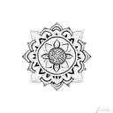 shape of a lemon filled in with tribal floral pattern of blue portuguese tiles tattoo design idea